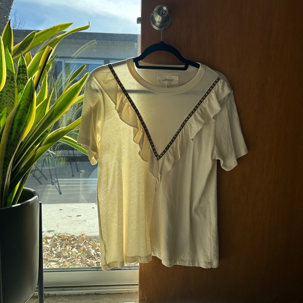 Floral ruffle T-shirt